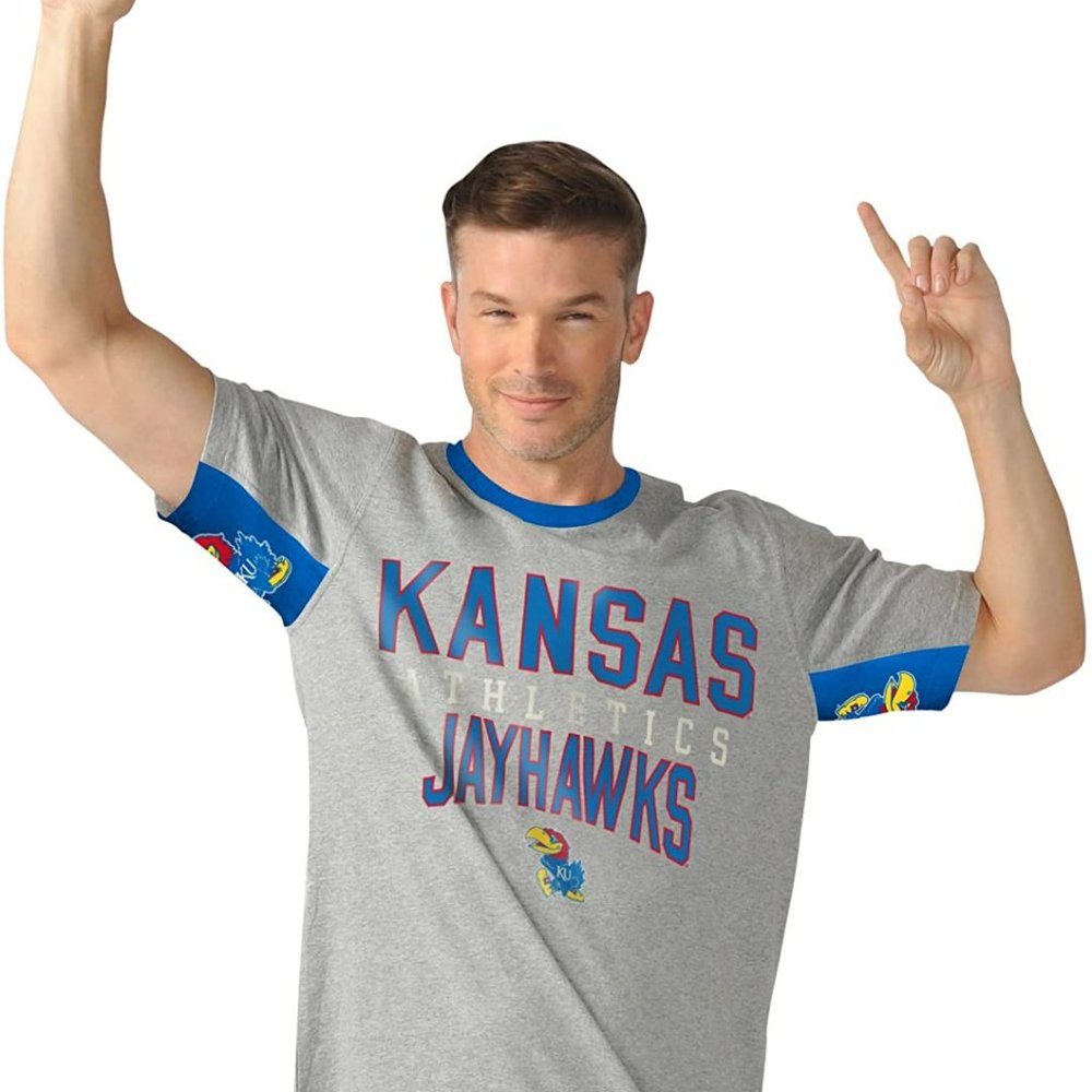 Hands High NCAA Men's Cut Back Short Sleeve Fashion Top Kansas Jayhawks NWT